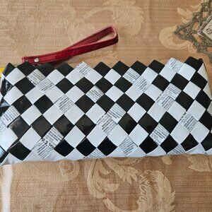 Black and White Checkered Candy Wrapper Clutch